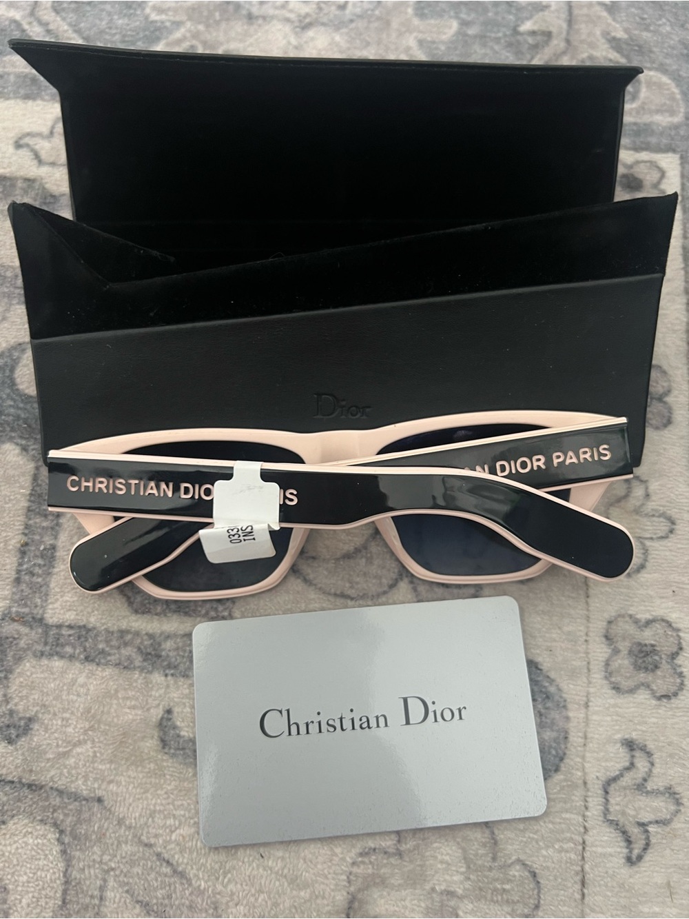 DiorPacific S2U 53mm Rectangular Sunglasses peach and black logo NWTS - Picture 2 of 6